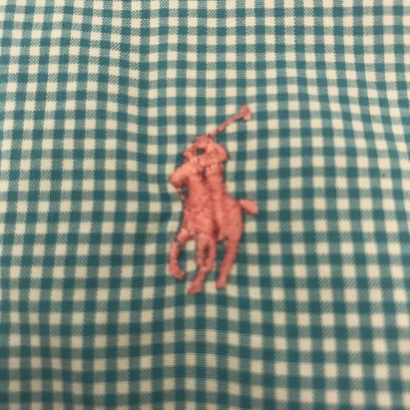Ralph Lauren Classic Long Sleeve Button Down Men's S Turquoise Check Pony Shirt - Picture 1 of 10